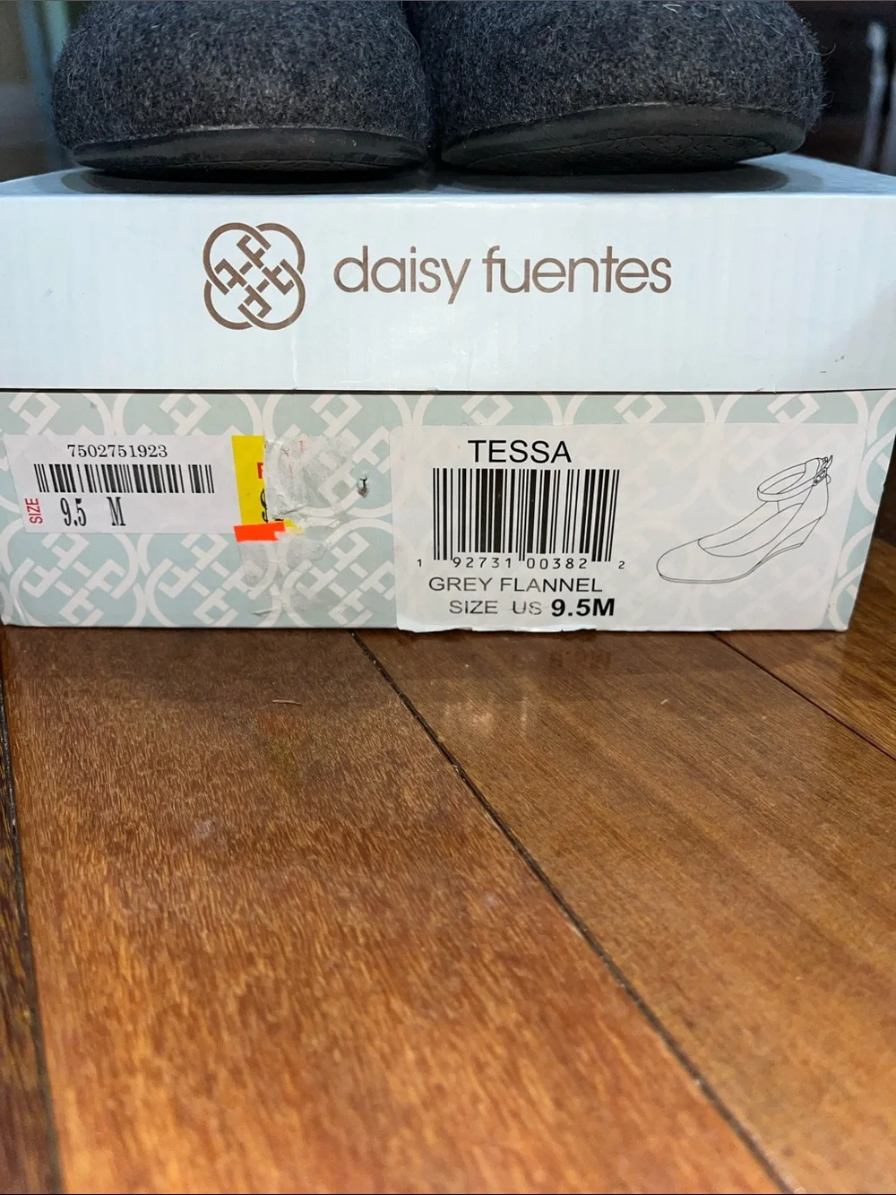 Daisy Fuentes Gray Felt Ankle-Strap Wedges with Round Toe